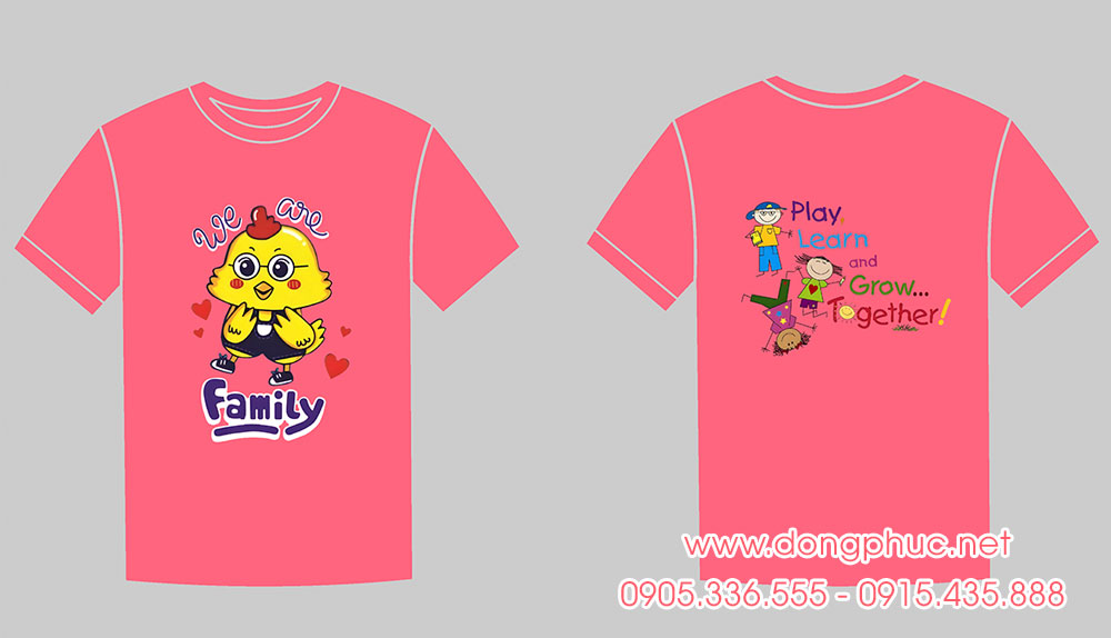 May áo Lớp We are family - Play Learn and Grow Together màu hồng