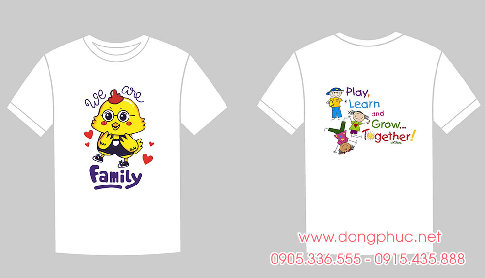 May áo Lớp We are family - Play Learn and Grow Together màu trắng