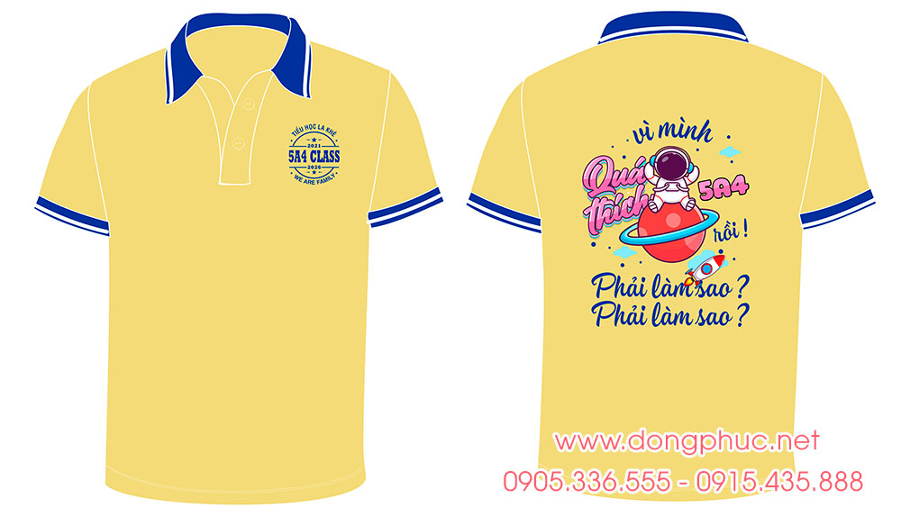 May và In áo Lớp 5A4 Class Tiểu học La Khê - We are family