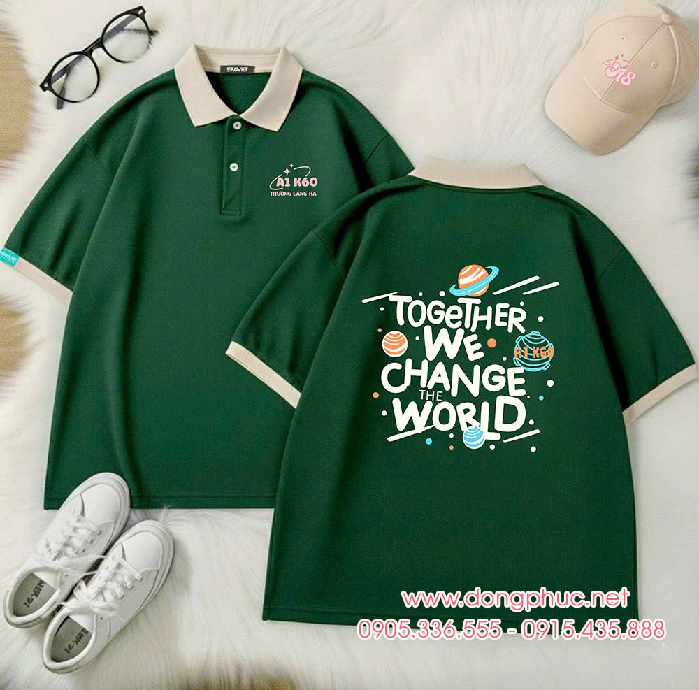 May và In áo Lớp A1 K60 Trường Láng Hạ - Together We change the world