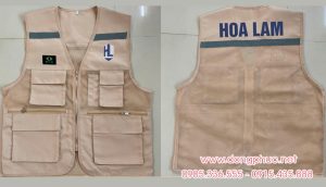 May và In áo gile đồng phục Công ty Hoa Lam màu be